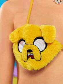 Adventure Time X ROMWE ملابس علوية كروب أملس مطرز بتصميم كلب على طراز Y2K، صيفي