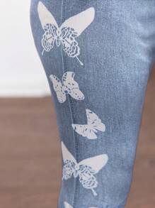 Baby Girls Butterfly Pattern Leggings, Suitable For Outings, Gatherings, Parties And Other Occasions - Baby Blue - View 5