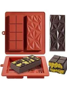 超深硅胶巧克力棒模具 - 大型迪拜开心果设计，适合制作夹心巧克力棒，非常适合劳动节和圣诞节烘焙