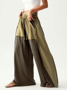 Bohemela Quần dài ống rộng dệt kim hai tông màu giản dị dành cho nữ - Nhiều màu - Xem 3