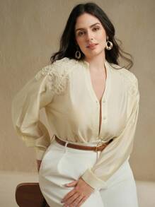 Anewsta New Design Embroidered Elegant Niche Women Shirt, Butter Yellow - Yellow - View 3