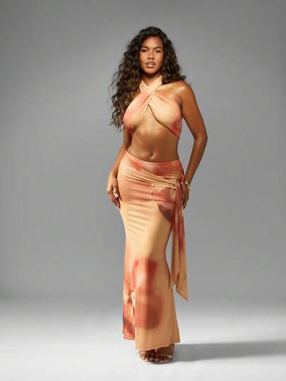 Textured Off-Shoulder Asymmetric Hem Bardot Top And Bodycon
