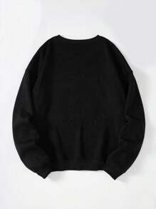 Manfinity Dauomo Men Solid Thermal Lined Sweatshirt - Black - View 2