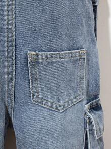 Denimly Kleinkind Jungen Mode Cool Outdoor Street Casual Star Patchwork Multi-Pocket Washed Denim Latzhose Baby zerrissene Overalls Baby Boy Overalls Denim Baby Overalls Baby Denim Overalls zerrissene Baby Overalls