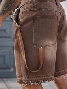 Manfinity Hypemode Pantalones cortos vaqueros casuales lavados con efecto vintage para hombre