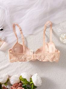 1pc Women's Lace Padded Push-Up Underwire Bra