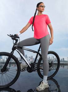 In My Nature Women's Fashionable Simple Solid Color Cut Hem Outdoor T-Shirt - Watermelon Pink - View 9