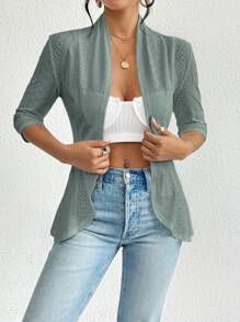 Firerie 素色開門襟外套 - 綠色 - 查看 4