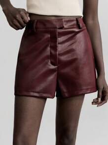 Ontre 2025 Automne/Hiver Tenue de bureau pour femmes, Tenue d'invitée de mariage, Anniversaire, Uniforme d'enseignante, Tenue de club, Automne/Hiver, Short  vintage style décontracté chic pour femmes, Taille haute, Couleur unie - Taupe - Voir 5