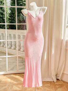 Skyraze 女士优质钩针镂空针织毛衣裙 - 粉色 - 查看 5