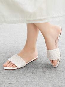 CUCCOO BIZCHIC Sandales plates style bohème décontracté pour femmes pour un port quotidien - Blanc - Voir 3