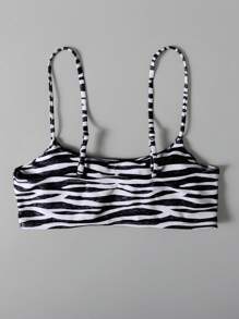 Bonvoyette Vacation Beach Swimwear Top, Random Print For Summer