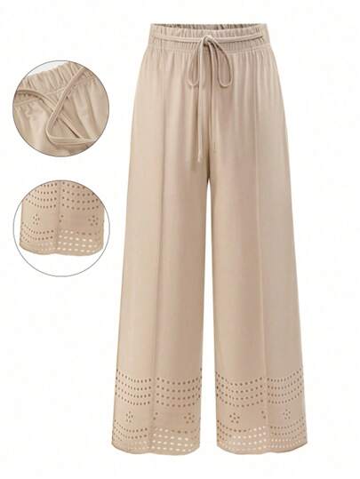 Seusyu Plus Size Women's Elegant Knitted Jacquard Pattern Loose Fit Pants Fall Cloth For Women