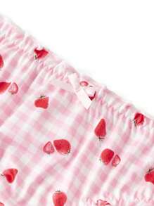 1 件女童草莓格子内裤，三角内裤 - 粉色 - 查看 3