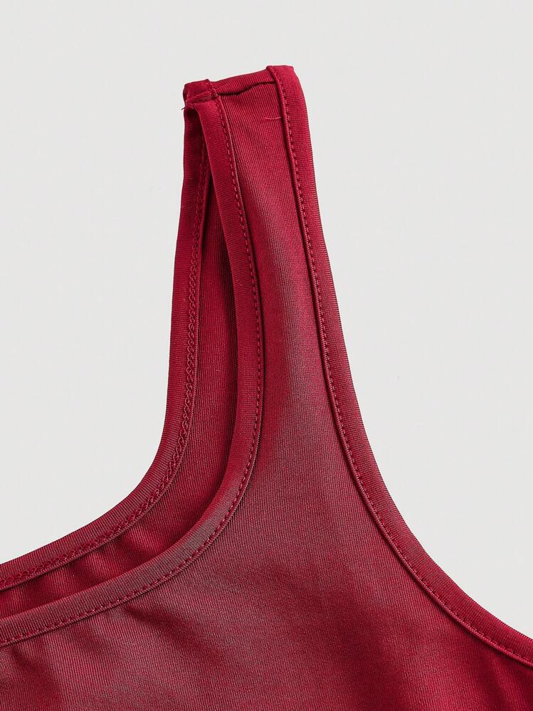 SHEIN MOD فستان نسائي كم طويل بقصة الكتف المنحدرة و الأكمام المخروطية المصنوع من شبكة القماش بلون البرغندي، بطراز غربي وعتيق ورجعي من سبعينات القرن الماضي، مناسب للبرنامج الواقعي "The Bachelorette" - عنابي اللون - مشاهدة 4