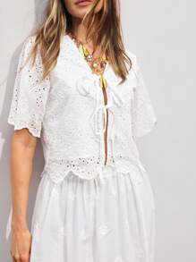 ATUI Studio Women's Summer Holiday Vacation Casual Boho Fairycore  White Suspenders French Embroidery Lace-Up Placket Top,Summer Outfits For Women,Beach Vacation Outfits,Summer Tops For Women,European Summer,Going Out Tops Women,Concert Outfits,Brunch Outfits For Women,Cute Summer Tops