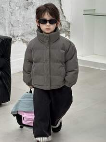 DAZY Toddler Boys' Casual Solid Color Long Sleeve Padded Coat, Korean Style, Winter