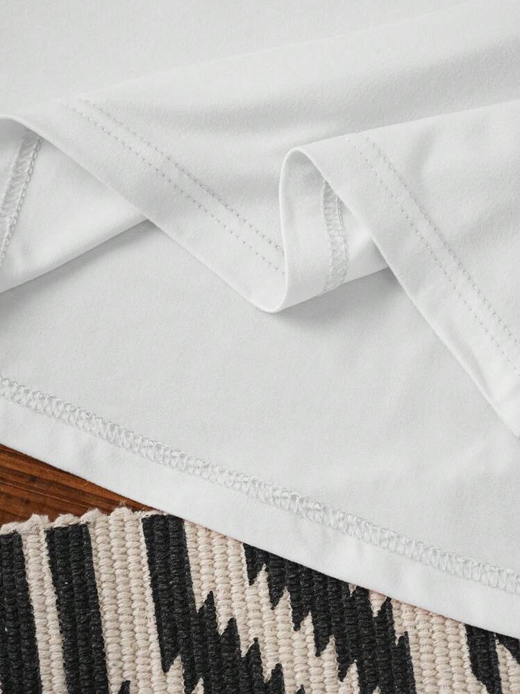 Selamara Leopard Print Heart Sequins White Casual Women's T Shirt - White - View 6