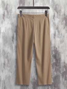 Calvornis Khaki Straight Leg Men Suit Pants With Zipper For Business Commuting Khaki Pants Dress Pants High Waisted Pants - Khaki - View 2