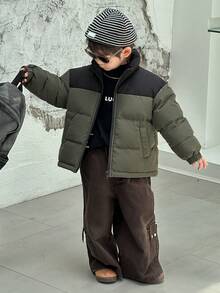 DAZY 男童撞色连帽休闲羽绒服 - 綠色 - 查看 4