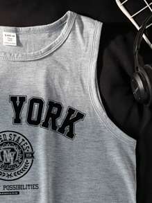 SHEIN Leap Crew Teen Boy Casual Minimalist Sleeveless Tank Top, Suitable For Summer - Light Grey - View 4