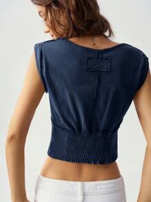 Bohemela 1 件女式 V 领无袖紫色 T 恤，度假