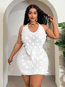 Slaydiva Conjunto de chaleco de punto con bloqueo de color de diseño minimalista de patrón de línea para mujer, otoño e invierno, suéter sin mangas holgado y conjunto de pantalones cortos ajustados. Vestido blanco de talla grande, vestido de ganchillo de talla grande, vestido de fiesta de talla grande, vestido de ganchillo blanco de talla grande, vestido blanco de talla grande - Beis - Ver 6