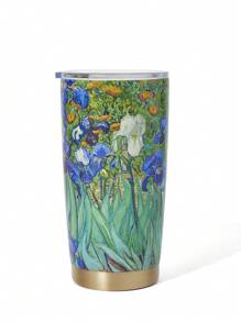 SHEIN Touch of Art 20 Oz / 600 Ml IRISES Printed Stainless Steel Flat Bottom Insulated Cup With Cup Lid,Vincent Van Gogh,Summer Outfits, Spring Outfits,Beach, Vacation, Flower - Multicolor - View 4