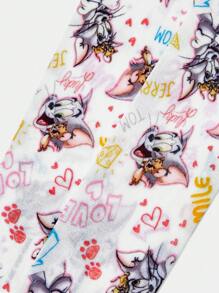 TOM & JERRY X SHEIN Quần bó màu trắng họa tiết hoạt hình dễ thương co giãn thường ngày - Nhiều màu - Xem 2