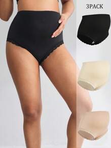 SHEIN 3pcs Pack High Waist Lace Trim Maternity Underwear