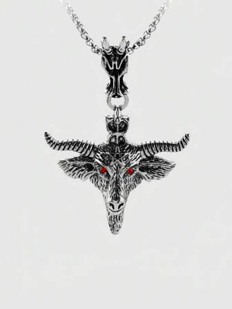 Goth Punk Gothic Goat Head Titanium Steel Pendant Necklace
