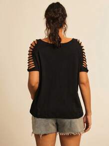 Freevana Plus Cut Out Raglan Sleeve Tee