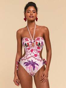 Travachic 女士露背棕榈树连体泳衣，适合度假