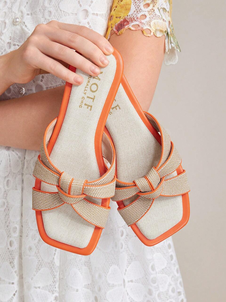 MOTF WOMEN'S SIMPLE SQUARE TOE COMFORTABLE FLAT SANDALS FOR CHRISTMAS SPRING SHOES