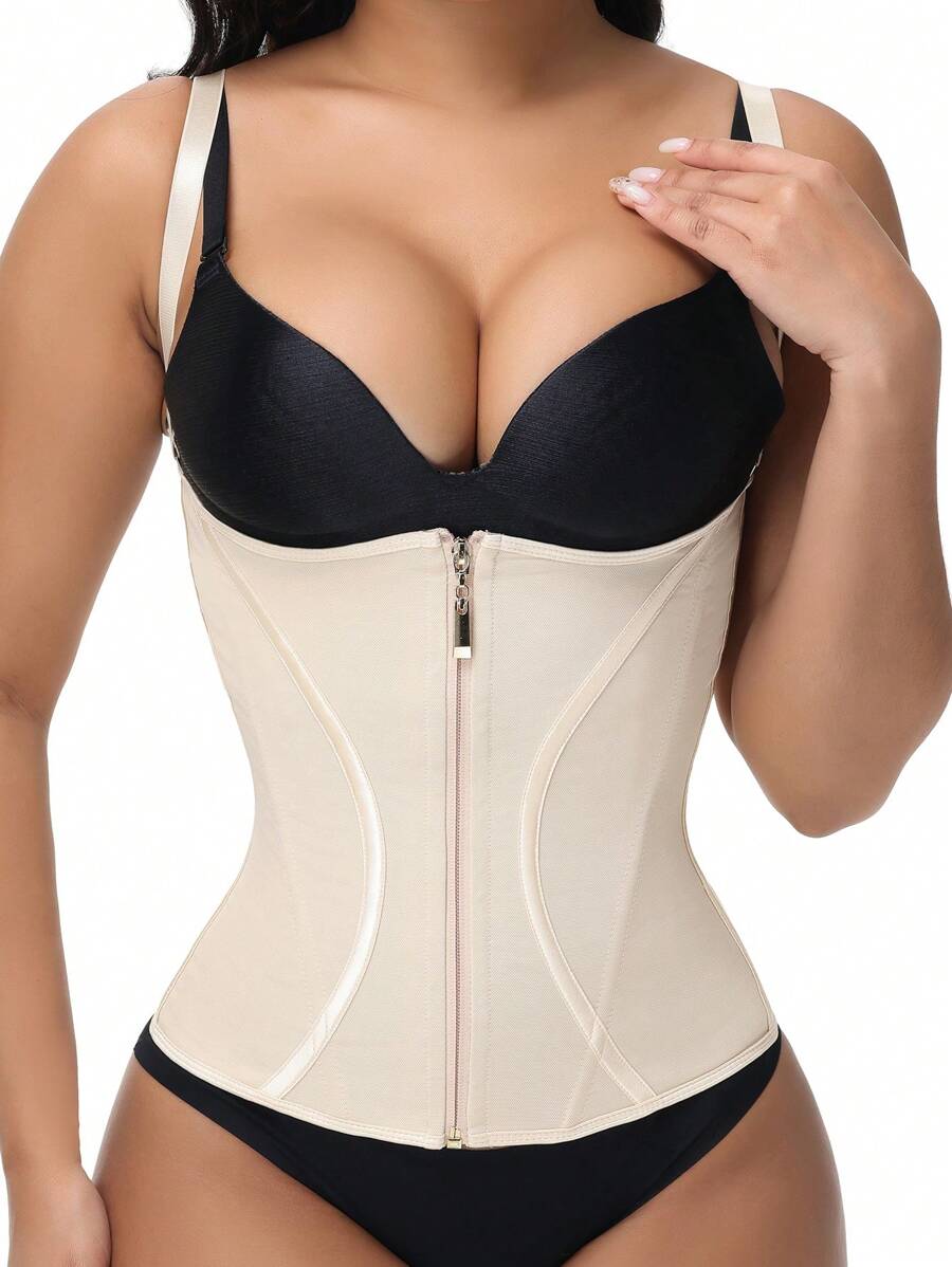 SHEIN Einfarbiges nahtloses Trägerhemd mit Frontreißverschluss