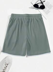 Manfinity Homme Men's Waffle Textured Contrasting Color Shorts, Vacation Style Men Mesh Shorts Waffle Shorts Men Summer Shorts