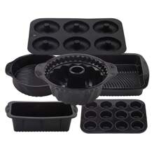 SHEIN 6pcs Silicone Baking Supplies Set, Non-Stick Silicone Baking Tray, Silicone Muffin Cups, Baking Tray, Donut Pan, Silicone Muffin Pan, Cake Pan