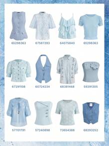 MOTF PREMIUM TIE NECK APPLIQUES BLOUSE - Blue - View 8