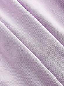 SHEIN MOD 淡紫色露肩网眼二合一喇叭袖长袖女式连衣裙，西部风、复古风、70 年代风、单身女郎风 - 紫丁香色 - 查看 3