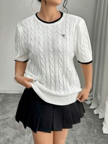 Celure Simple & Fashionable Embroidered Plus Size Knit Sweater