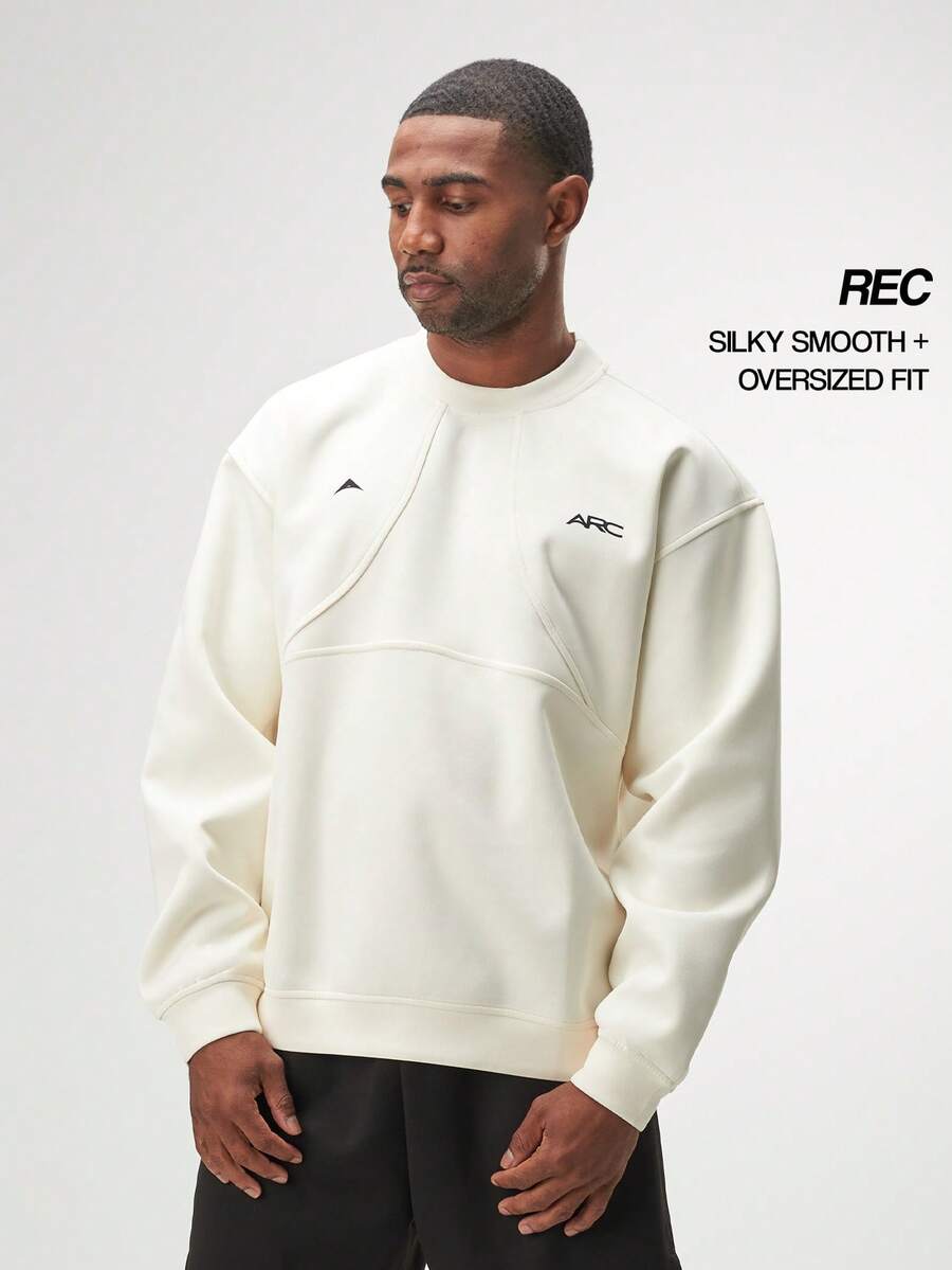 ARC Activewear 超大圆领运动上衣 健身房运动夹克套头衫 - 米色 - 查看 1