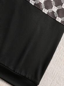 SHEIN Explorewe Teeg Boys' Casual Printed Patchwork Top And Pants Set, Spring/Autumn - Black - View 5