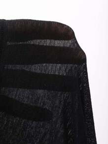 DAZY 宽松短袖V领女士T恤夏季 - 黑色 - 查看 6