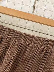 Omancia 纯色休闲宽松裤 - 棕色 - 查看 4