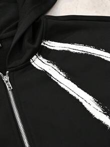 Manfinity EMRG Men's Allover Print Zip Up Hooded Sweatshirt - Black - View 4