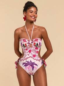 Travachic 女士露背棕榈树连体泳衣，适合度假