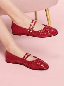 CUCCOO DOLLMOD 女士时尚红色可爱平底舒适乐福鞋 - 紅色 - 查看 4