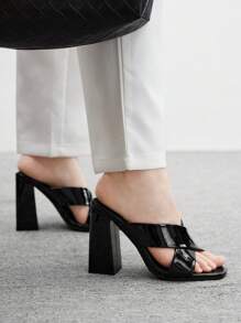 CUCCOO BIZCHIC 女士派对/约会/会议粗跟性感高跟凉鞋，适合通勤和户外场合 - 黑色 - 查看 4