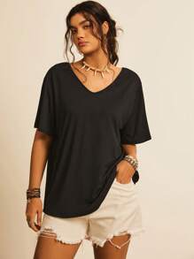 SHEIN VCAY 大碼露背交叉後扭結T恤