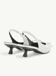 CUCCOO CHICEST Women's Solid Color Bow Accent Simple Design Heels, Casual Everyday Wear - White - View 11
